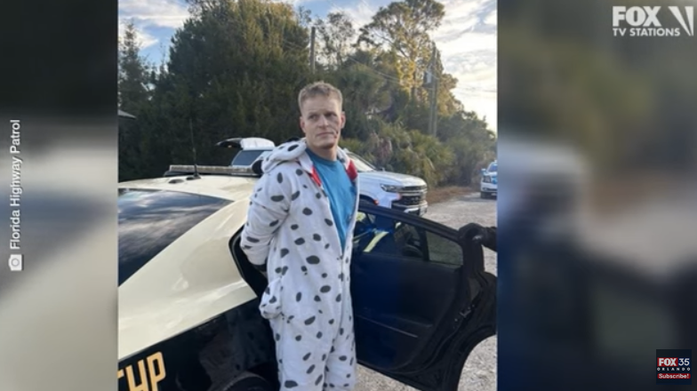 man in dalmatian onesie arrested - barking like a dog